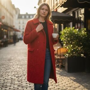 Rare Vintage 1960 Bromleigh New York Wool Boucle Deep 🍷 Double Breasted Coat